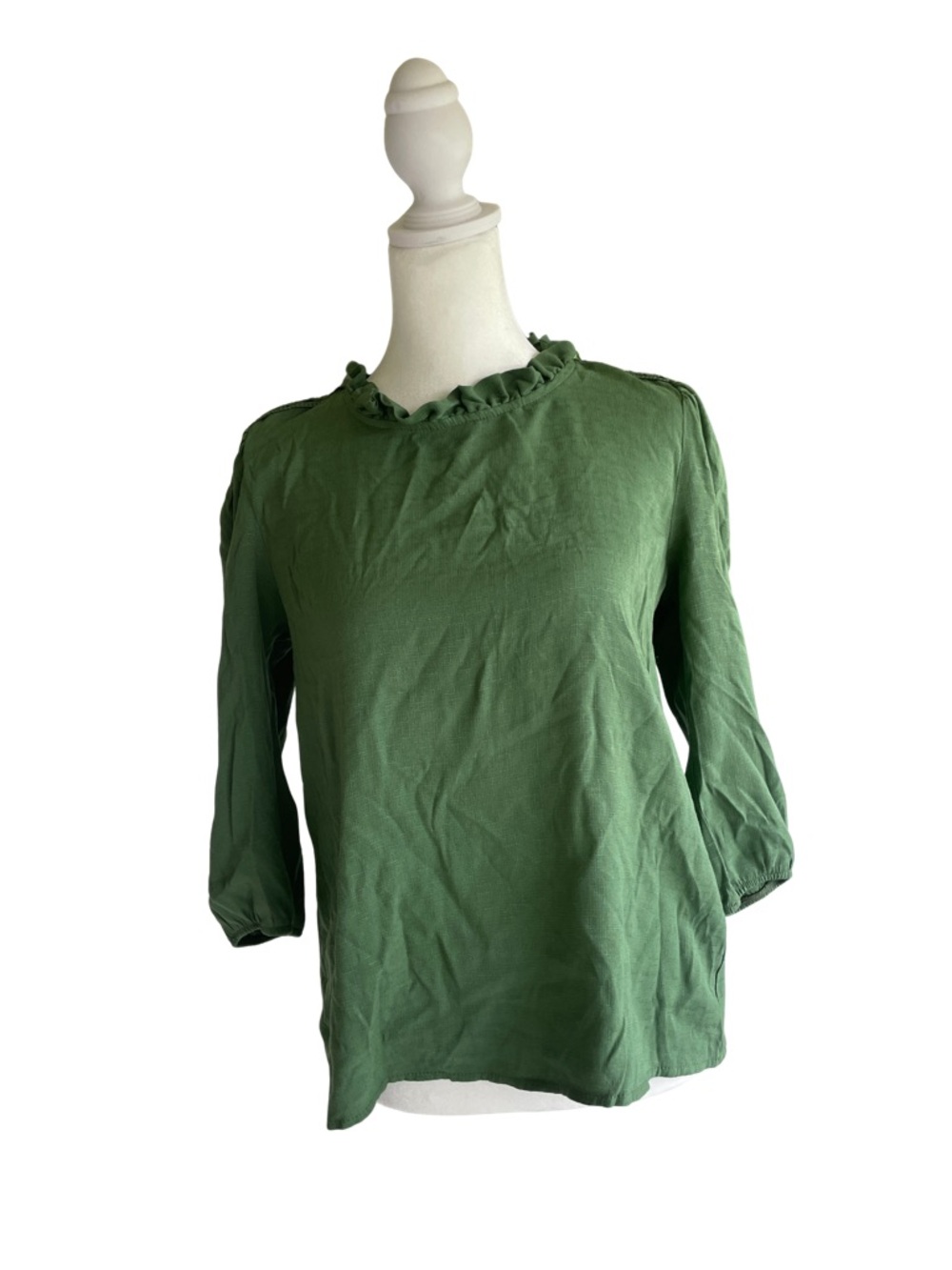 Ruffle-Neck Women's Top in Green